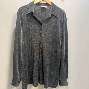 Alfred Dunner Women’s Metallic Button Down Blouse Size 18.